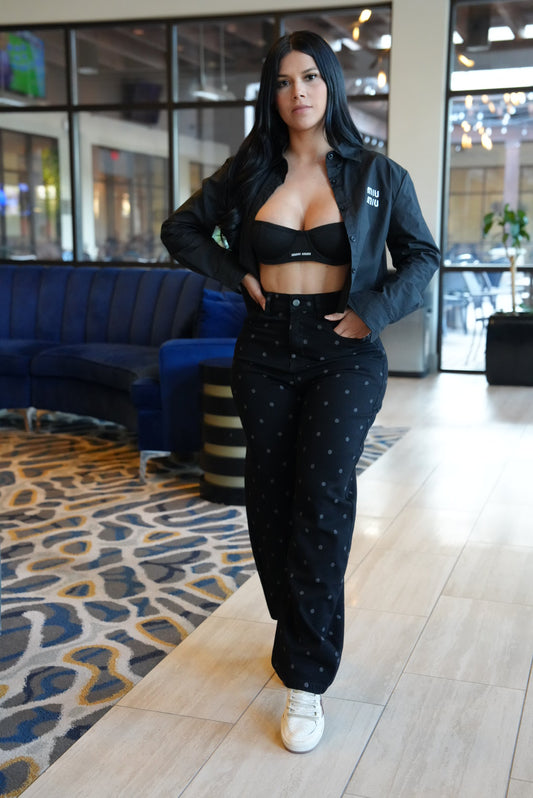 Polka dots barrel jeans