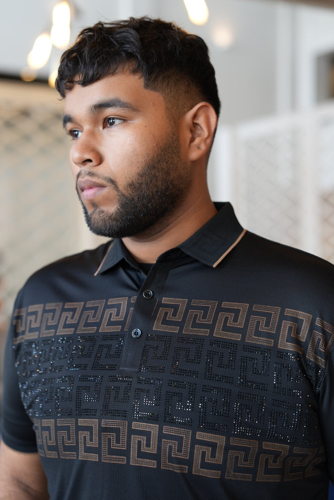 Black rhinestone polo(dry-fit)