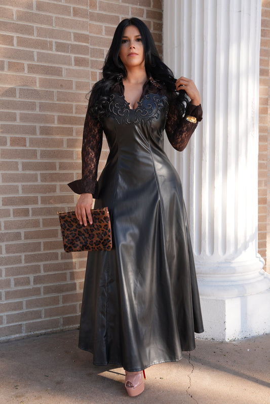 Maxi dress leather not lace top