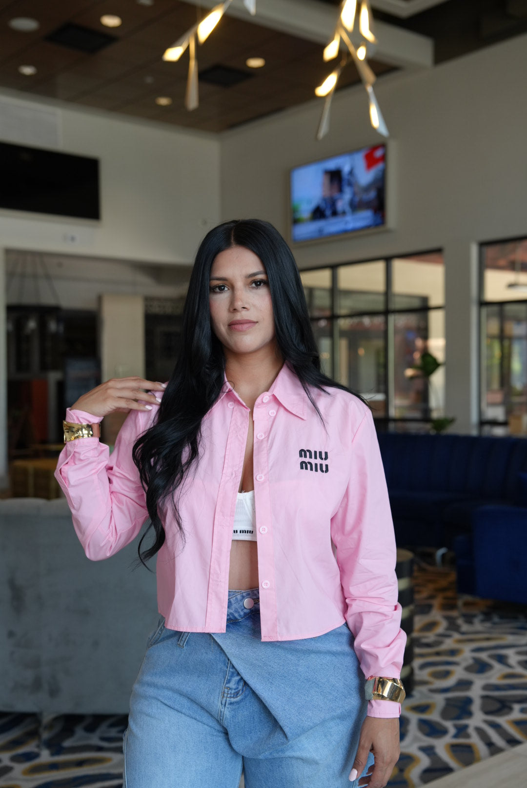 M pink Shirt &bralet