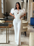 Flower white jumpsuit