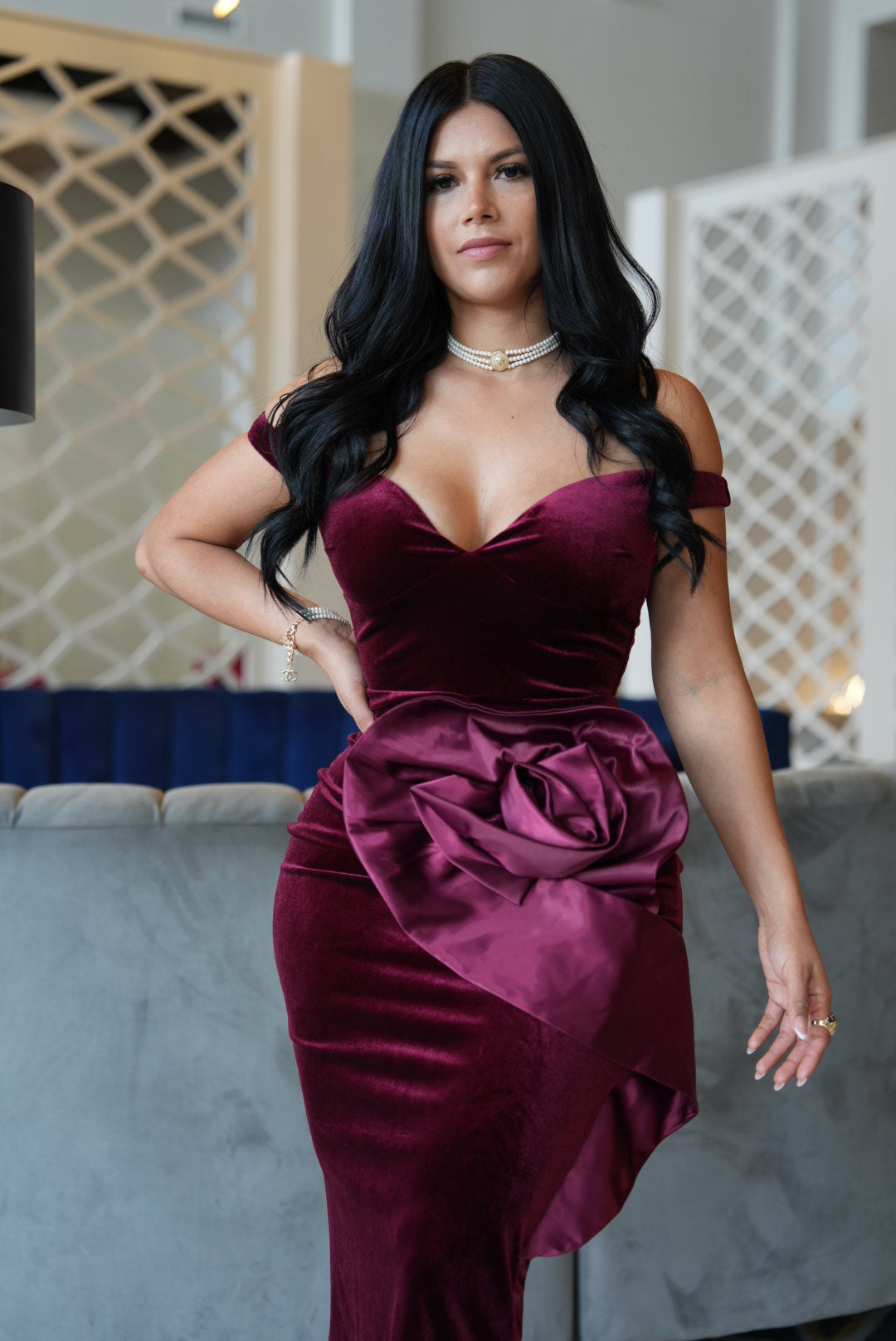 Florentia velvet burgandy dress