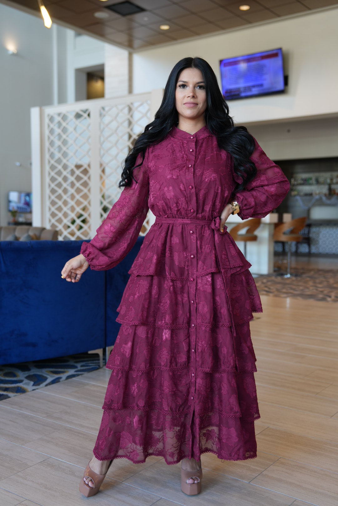 Calie burgundy maxi dress