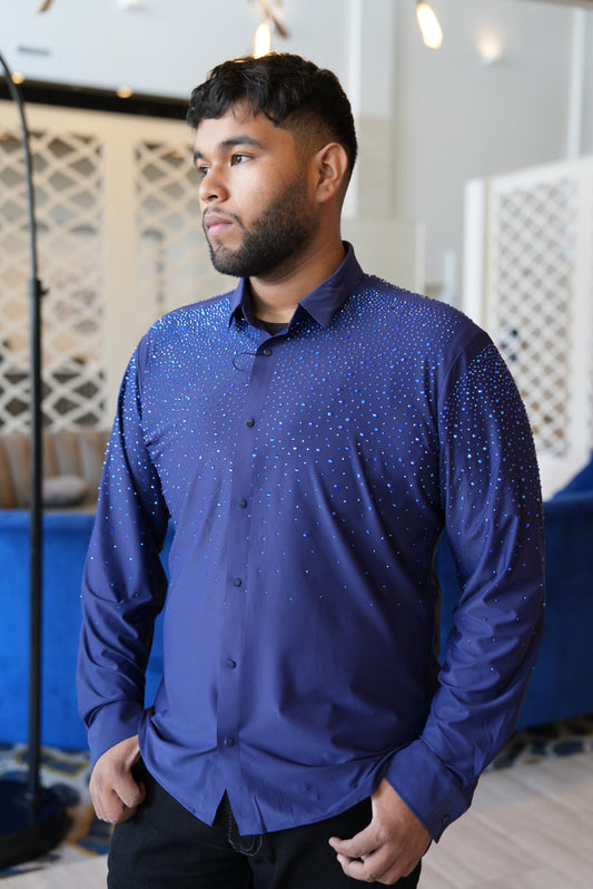 Blue rhinestone long sleeve