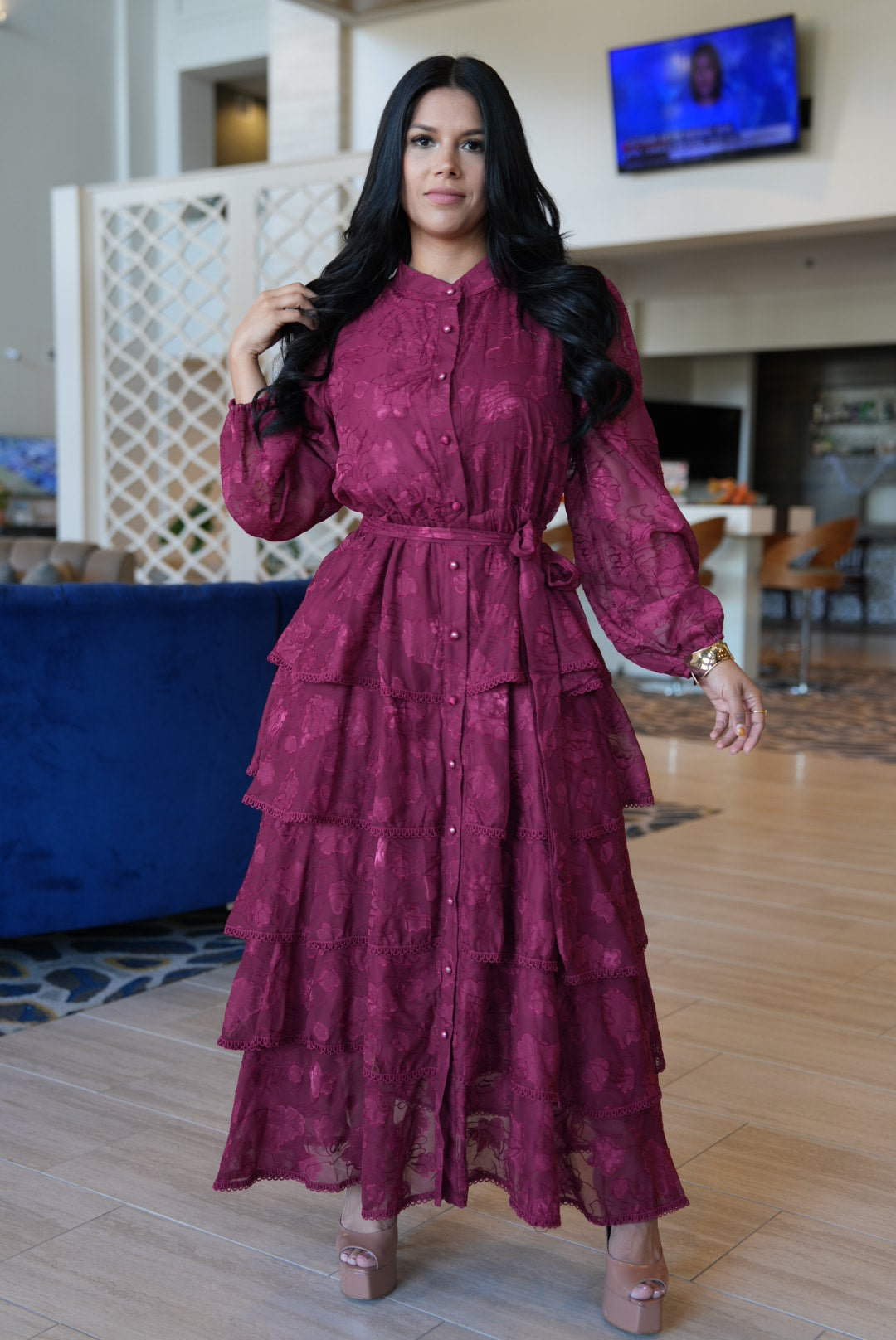 Calie burgundy maxi dress