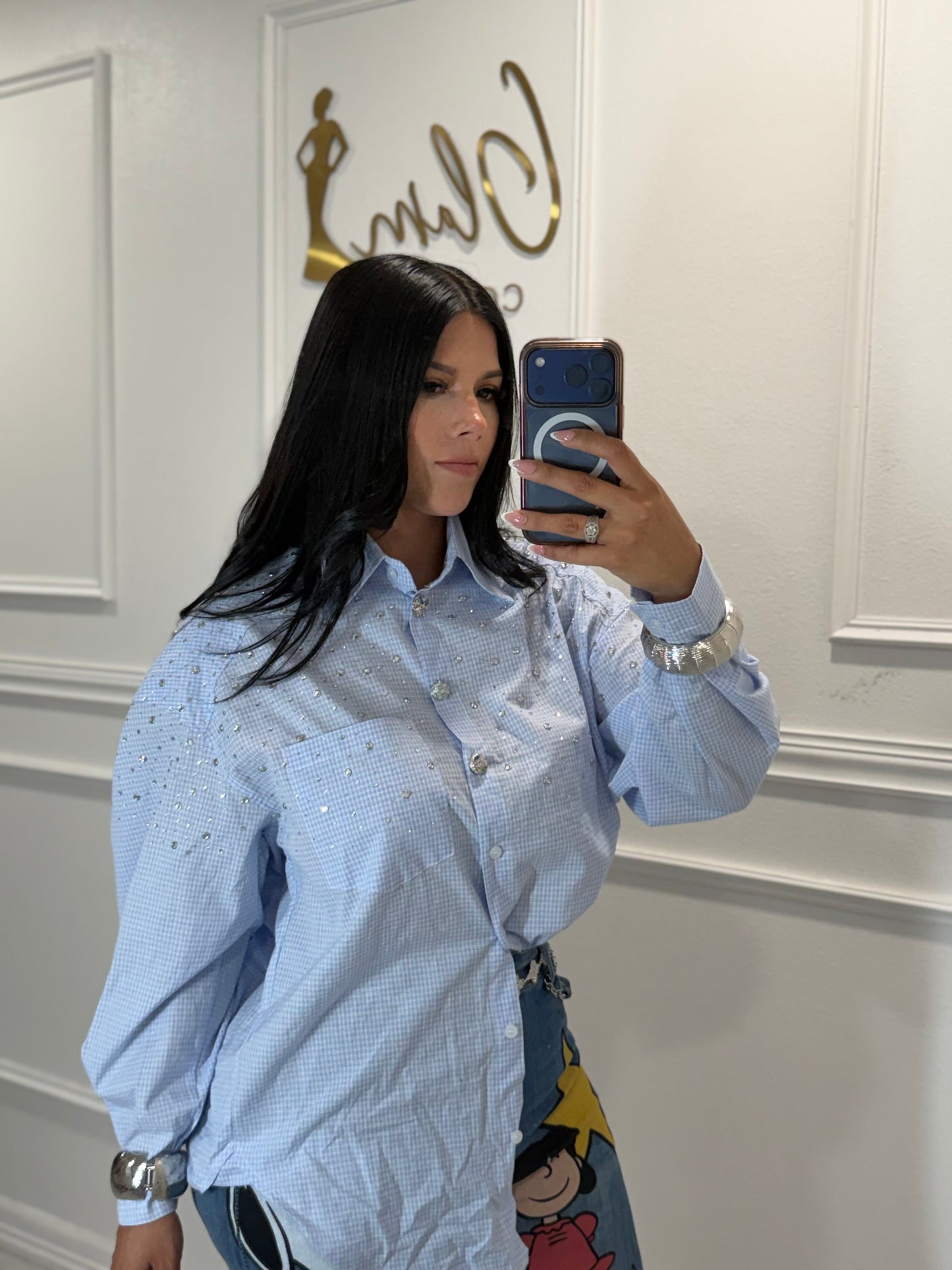 Blue bling shirt