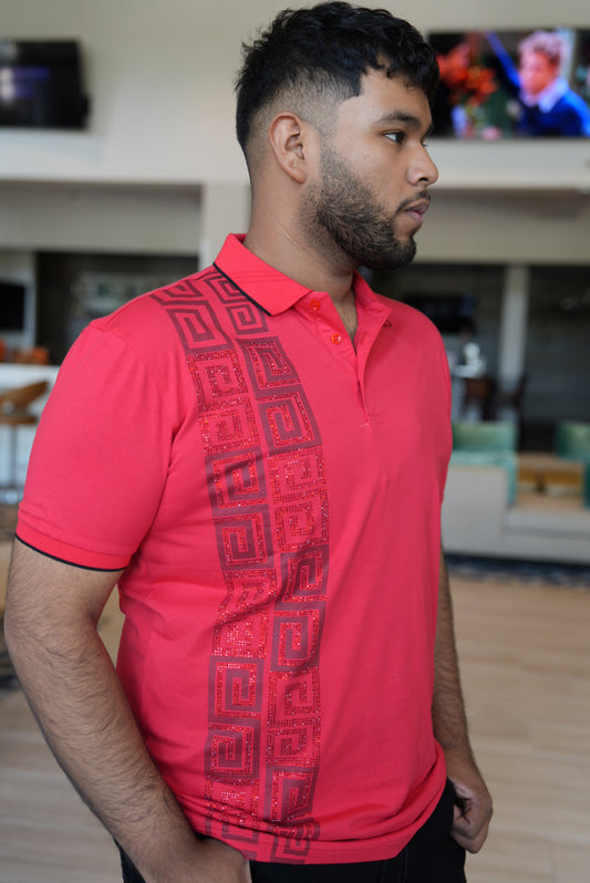 Red rhinestone polo