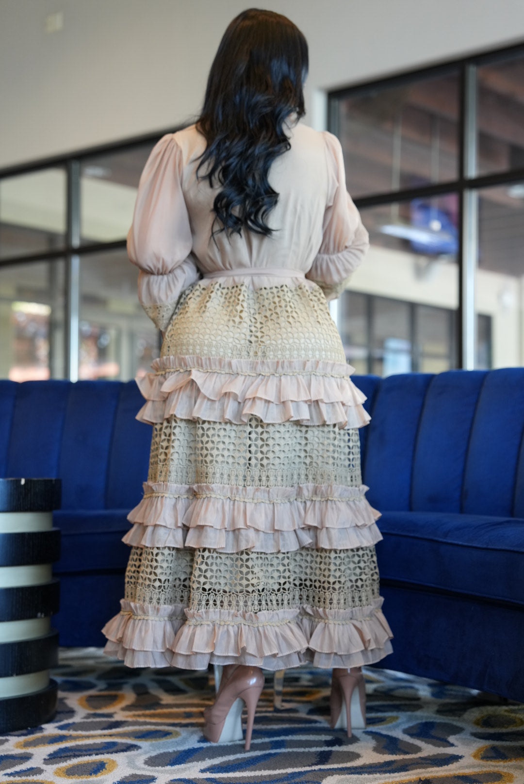 Gabriela Mocha Ruffles Dress