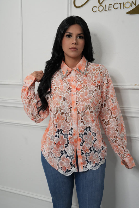 Orange flower tshirt