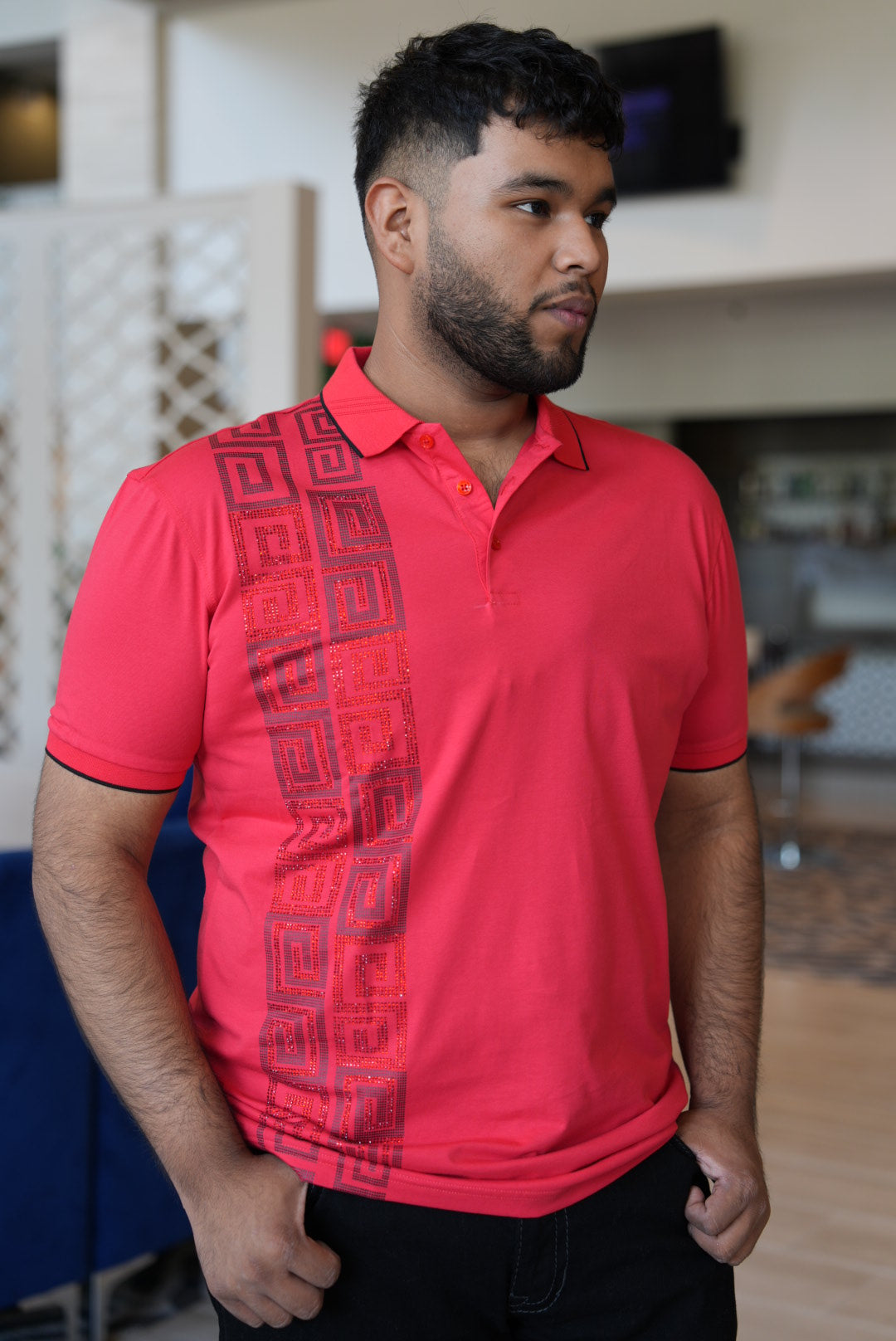 Red rhinestone polo