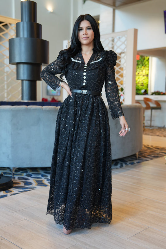 Citlali maxi dress black sequense