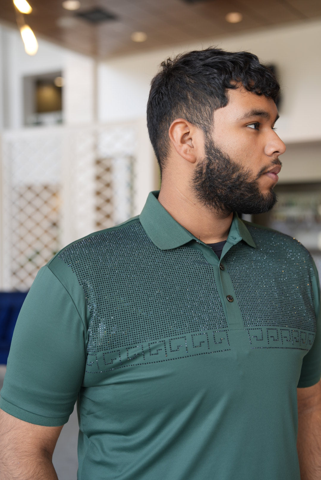 Forest green men polo