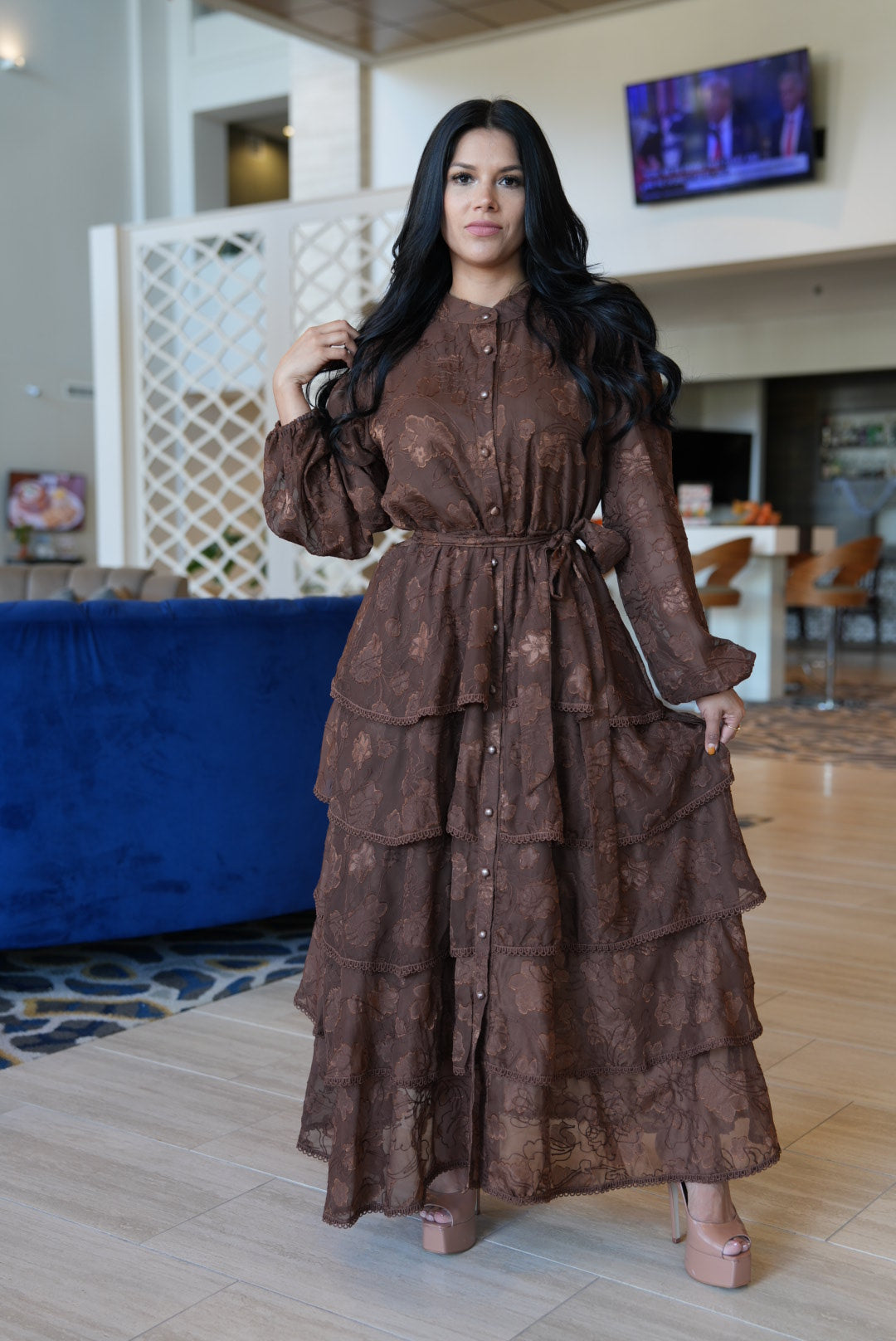 Calie brown maxi dress
