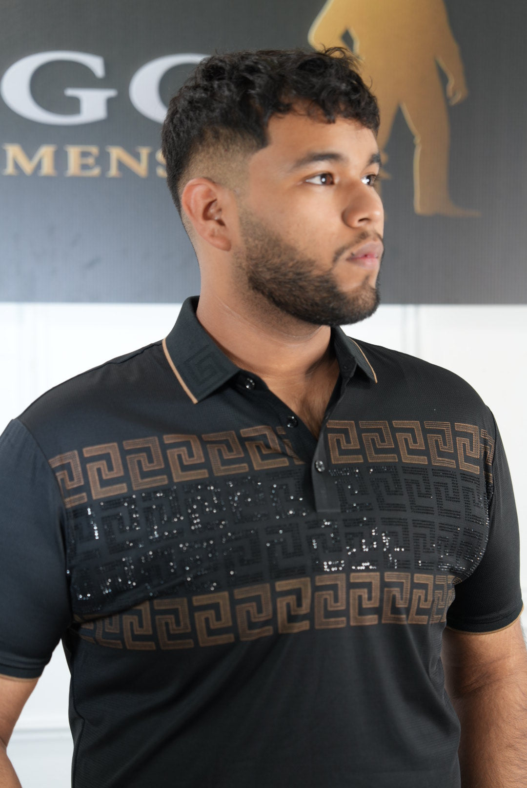 Black rhinestone polo(dry-fit)