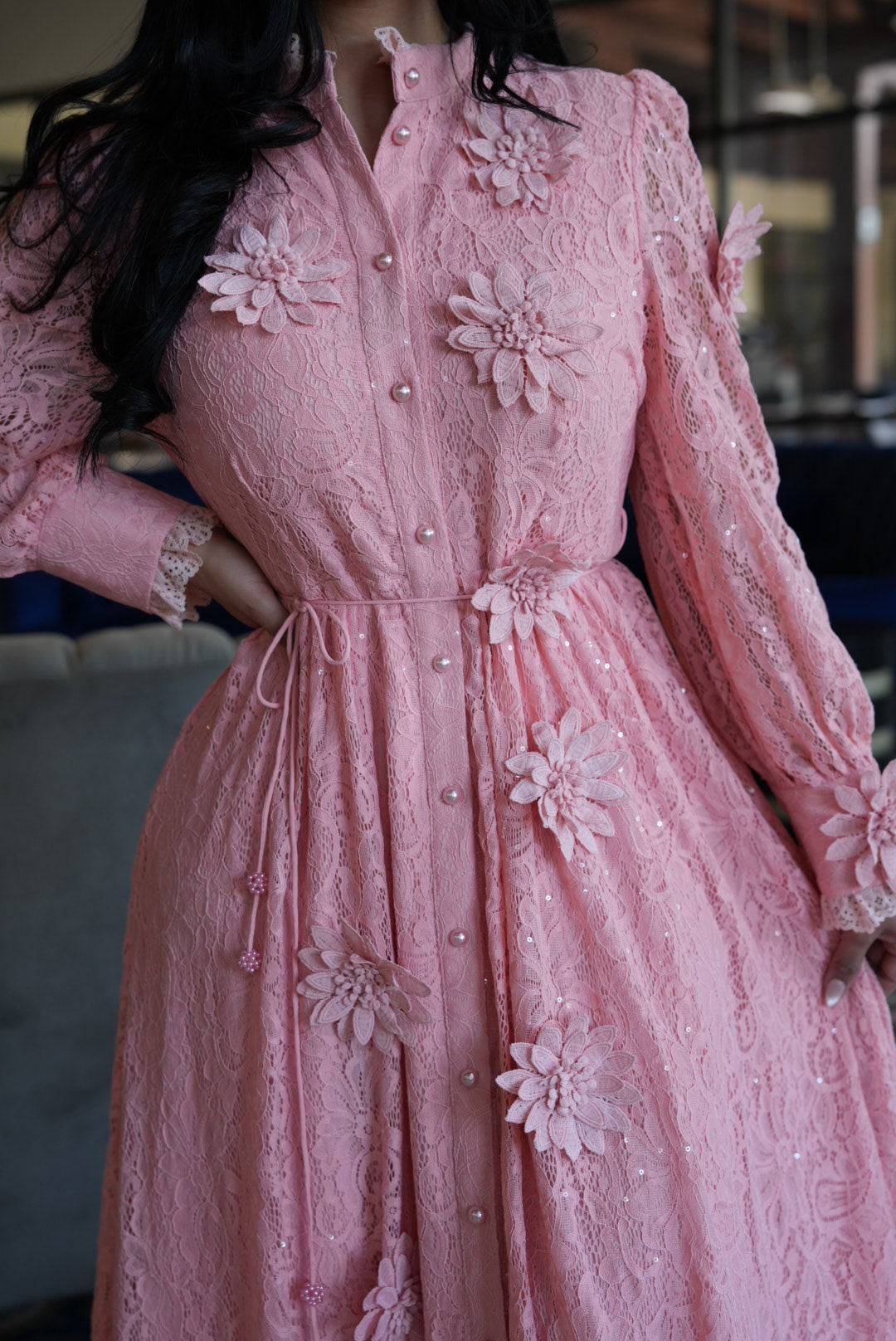 Fatima peach\ivory maxi